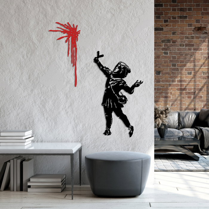 Wallity Banksy Metal 09 Escultura de pared negra